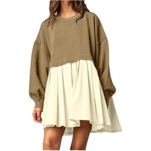 Stylish Two-Tone Mini Dress